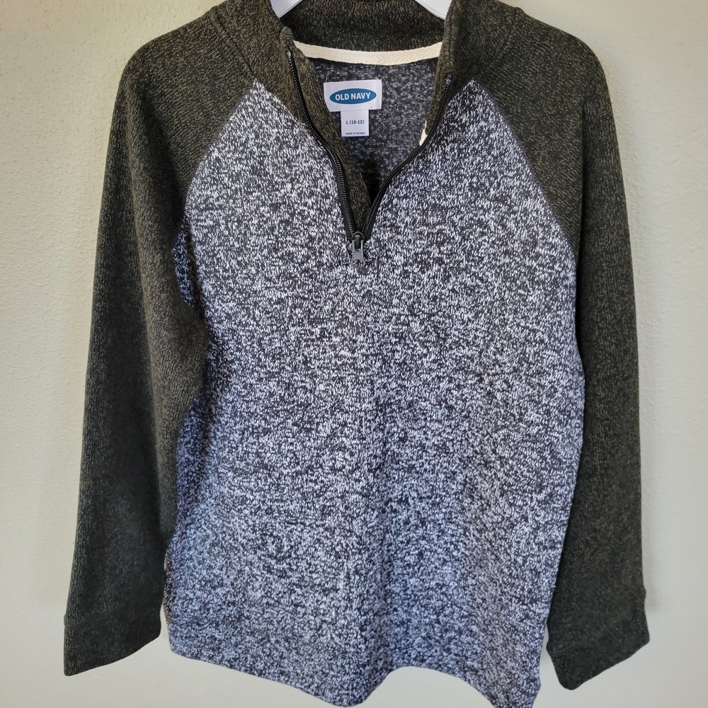 Old Navy Men's Zip-Up Sweater in Green and Gray